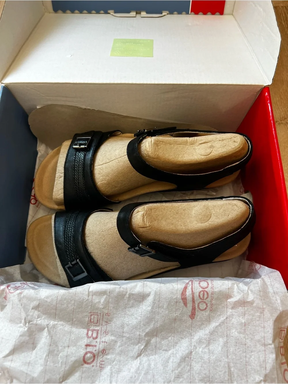 ABEO Nora NW0269 Black Leather Orthotic Sandals Women's Size 8 Neutral Comfort